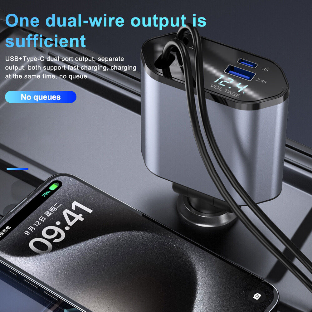 NexaSphere Raptor Pro: 120W Ultra-Fast 4-in-1 Retractable Cockpit Hub