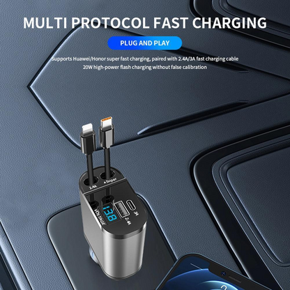 NexaSphere Raptor Pro: 120W Ultra-Fast 4-in-1 Retractable Cockpit Hub