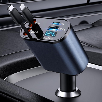 NexaSphere Raptor Pro: 120W Ultra-Fast 4-in-1 Retractable Cockpit Hub
