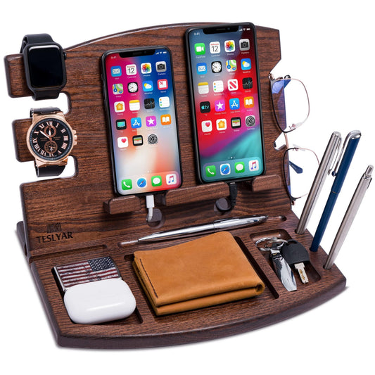 NexaSphere™ Artisan Ash Wood Docking Station – The Ultimate EDC Organizer