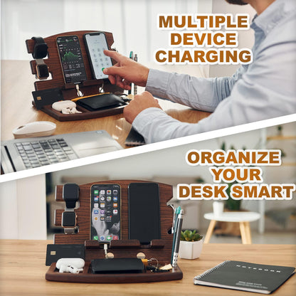 NexaSphere™ Artisan Ash Wood Docking Station – The Ultimate EDC Organizer