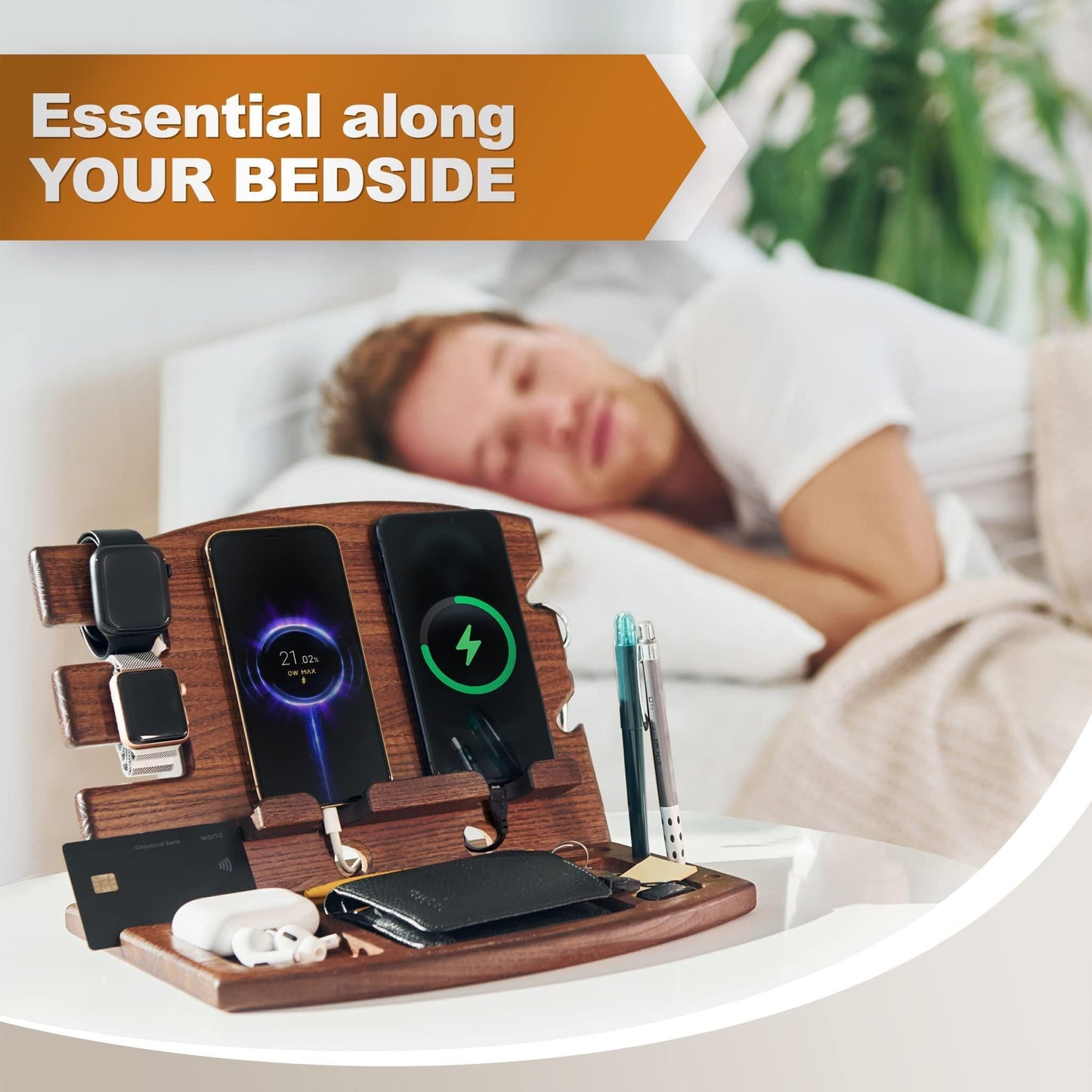NexaSphere™ Artisan Ash Wood Docking Station – The Ultimate EDC Organizer