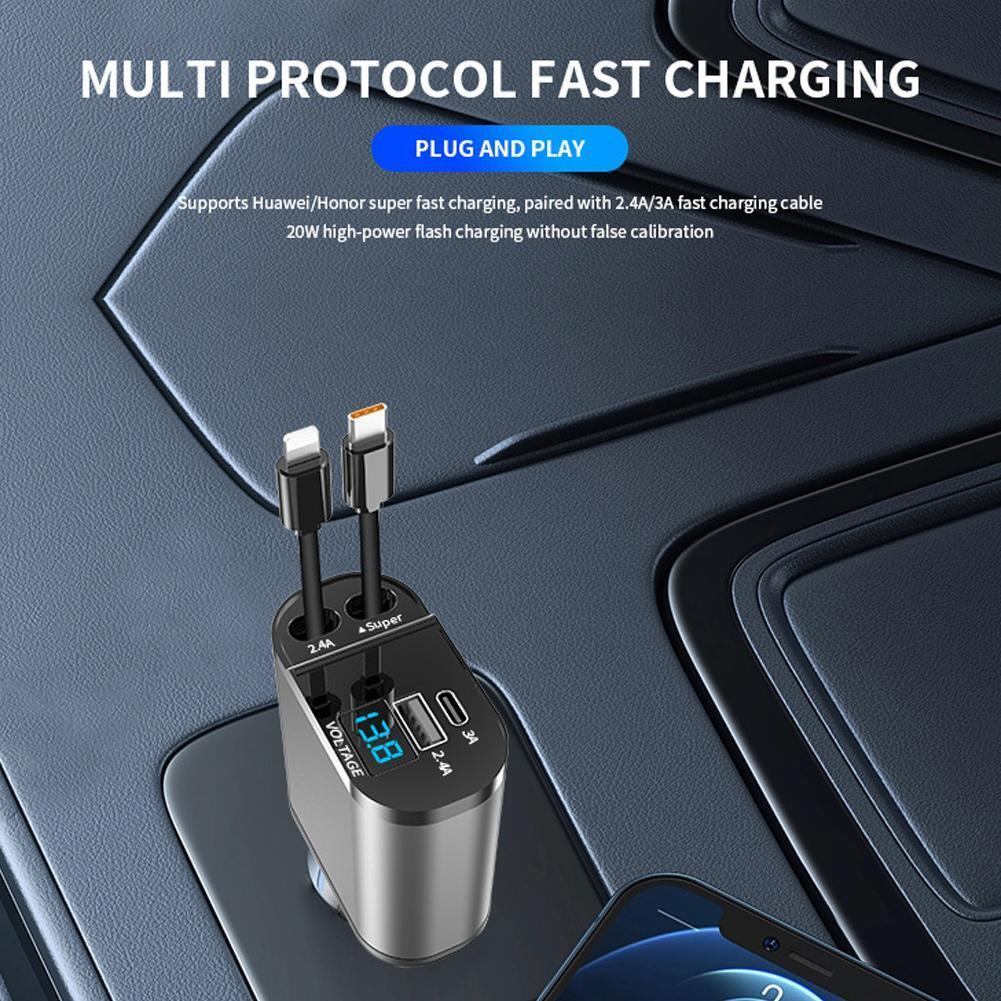 NexaSphere Raptor Pro: 120W Ultra-Fast 4-in-1 Retractable Cockpit Hub