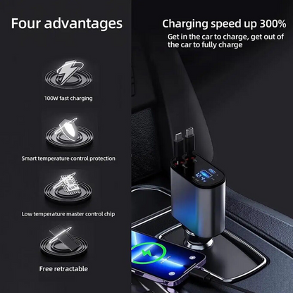 NexaSphere Raptor Pro: 120W Ultra-Fast 4-in-1 Retractable Cockpit Hub