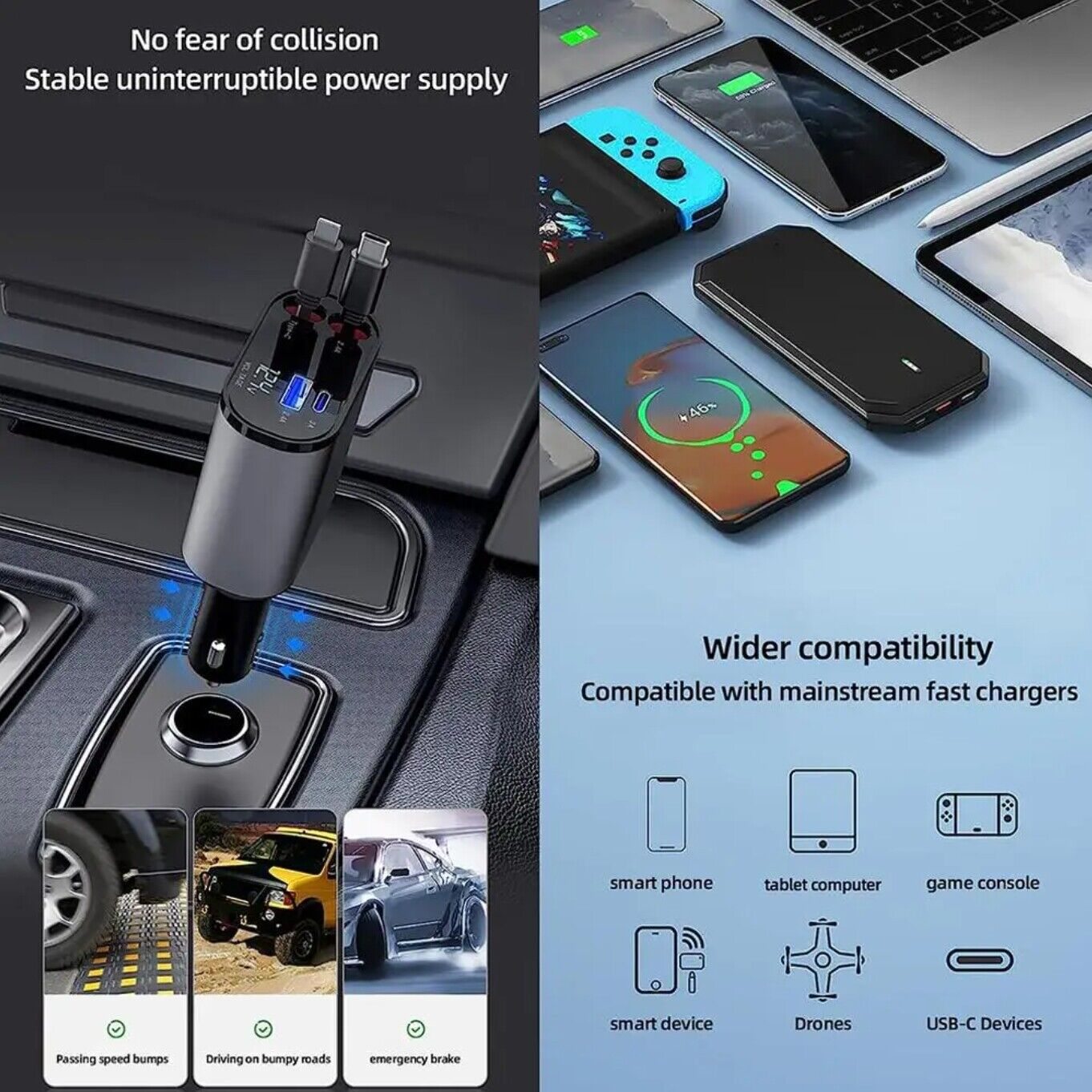 NexaSphere Raptor Pro: 120W Ultra-Fast 4-in-1 Retractable Cockpit Hub